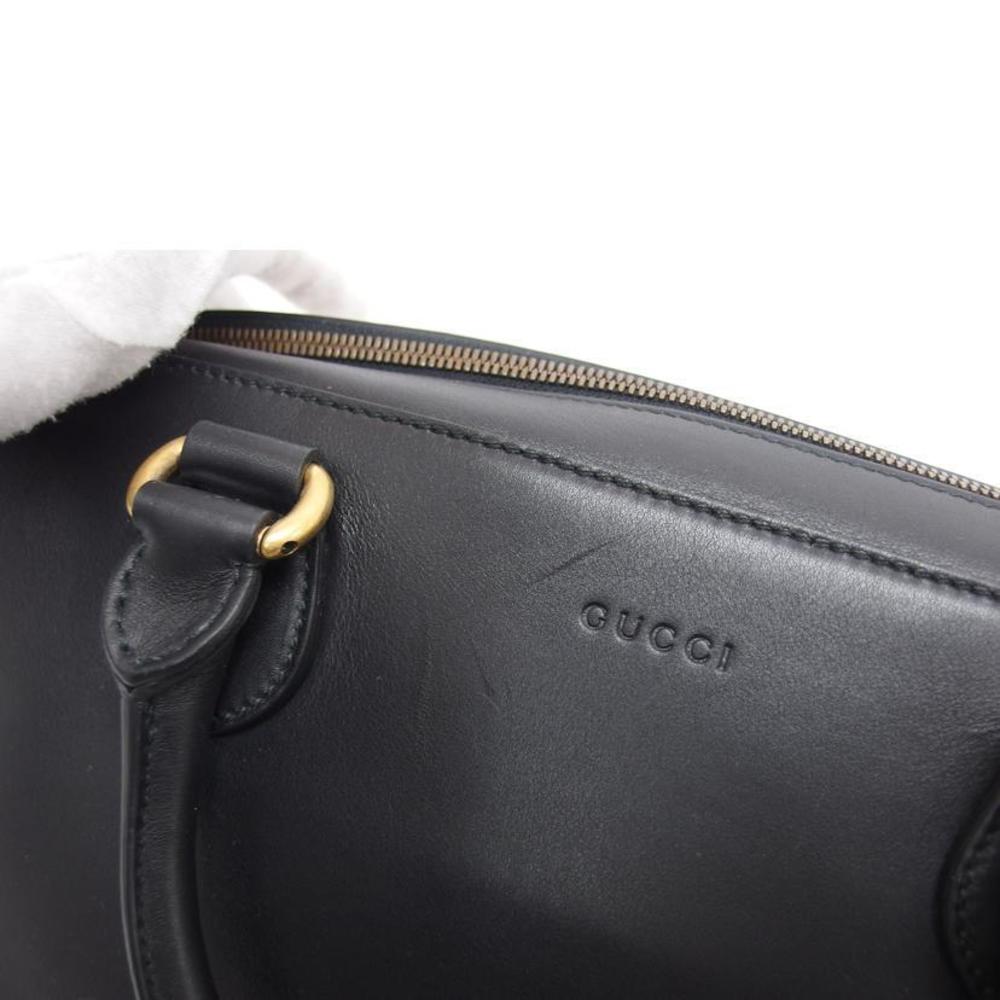 Gucci Snake Leather Boston Bag Black - image 7